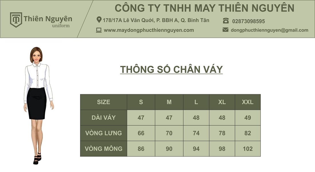 thông số chân váy nữ