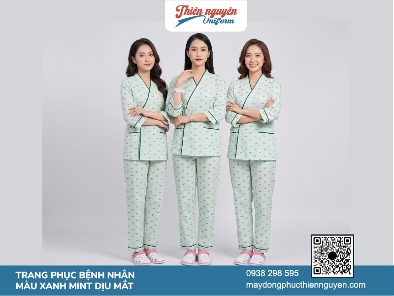 Mẫu trang phục bệnh nhân thiết kế kiểu dáng vạt chéo kimono