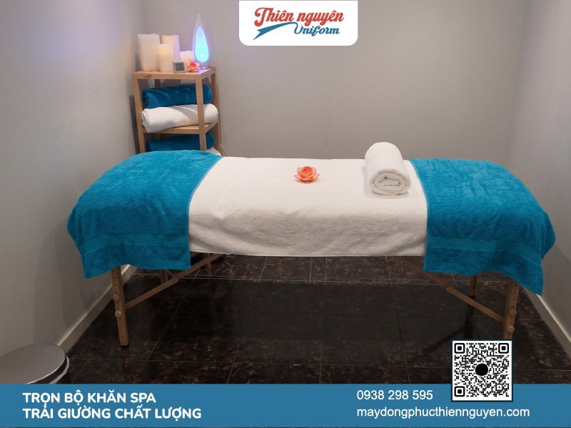 Khăn trải giường spa theo tông màu thương hiệu