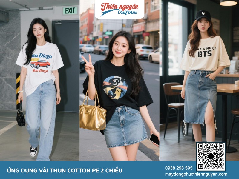 Thời trang may mặc với vải thun cotton PE 2 chiều