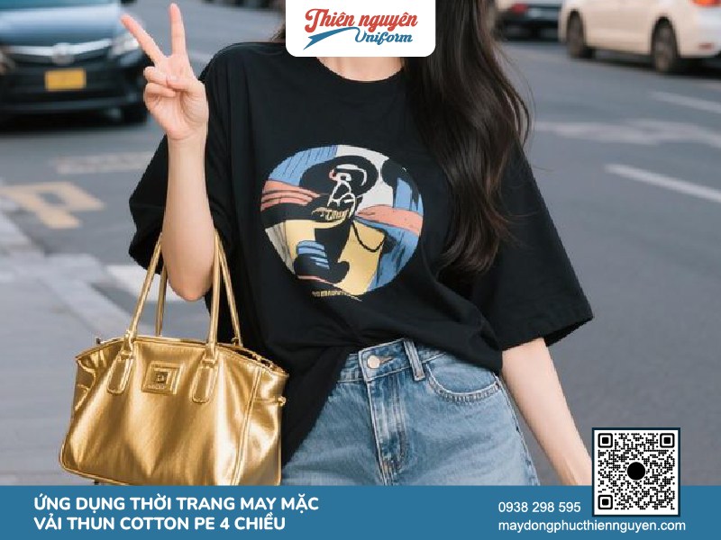Ứng dụng thời trang may mặc của vải thun cotton PE 4 chiều