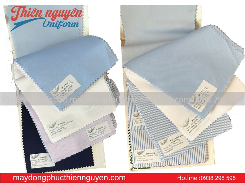 Vải kate bamboo may áo sơ mi đồng phục công ty - Thiên Nguyên Uniform 