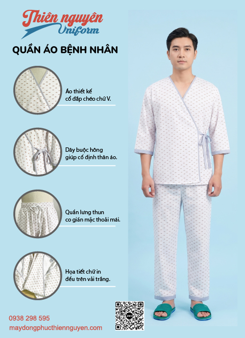 Mẫu quần áo bệnh nhân in họa tiết - 49