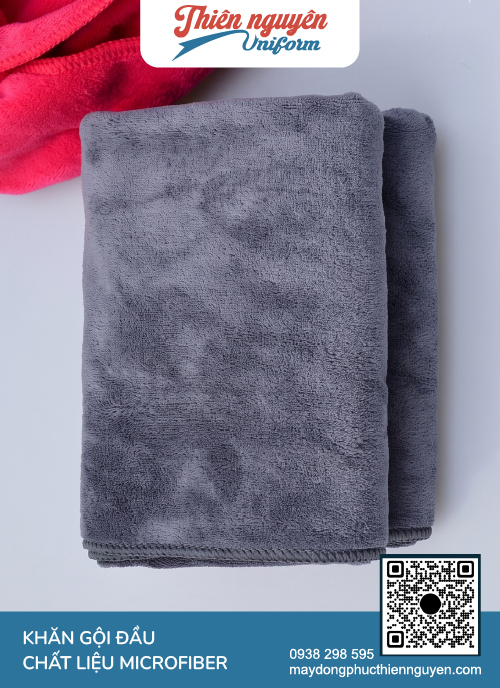 Khăn gội đầu microfiber màu xám