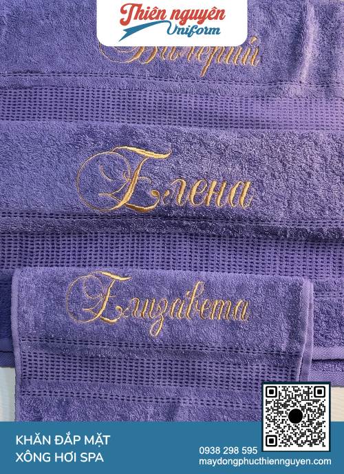 Khăn xông hơi spa cotton 100% màu tím
