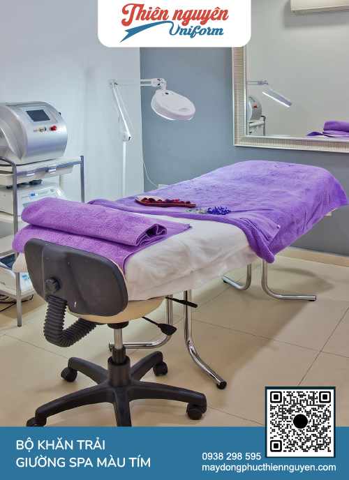 Trọn bộ khăn spa chất liệu cotton 100% màu tím