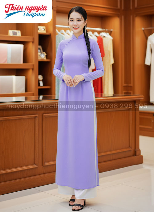 Áo dài đồng phục màu xanh - 023