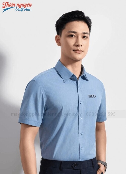 Mẫu đồng phục áo sơ mi công sở ngắn tay Audi TN046