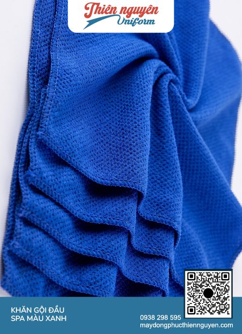 Khăn gội đầu salon tóc cotton màu xanh