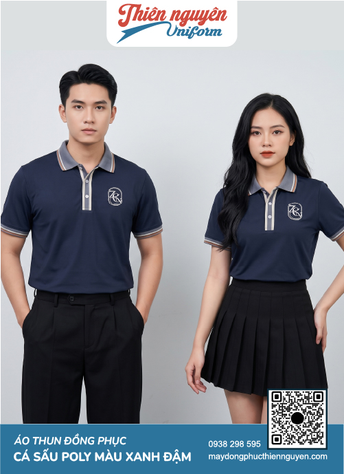 Đồng phục áo thun cổ trụ vải cá sấu poly