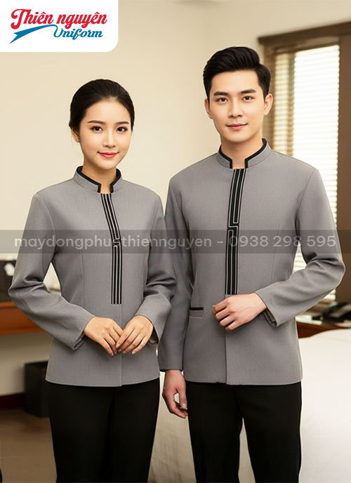 Đồng phục buồng phòng khách sạn màu xám - 046