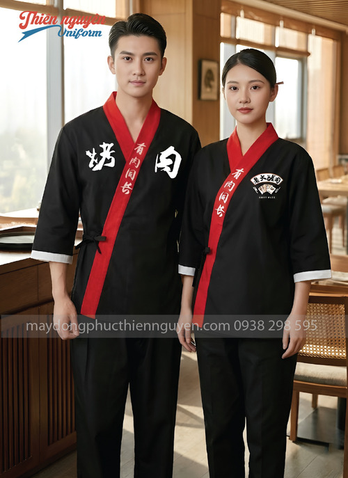 Đồng phục nhân viên nhà hàng Nhật màu đen - 005