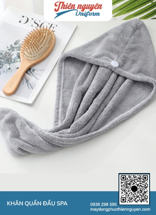 Khăn quấn tóc spa microfiber màu xám