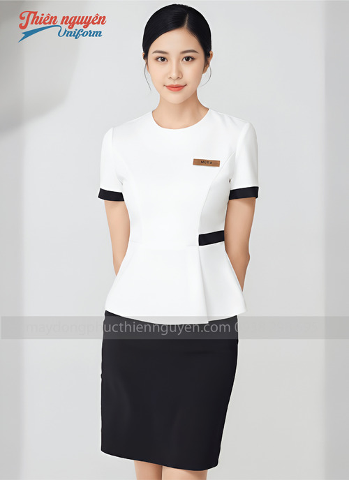 Đồng phục nhân viên lễ tân bệnh viện màu trắng - 21