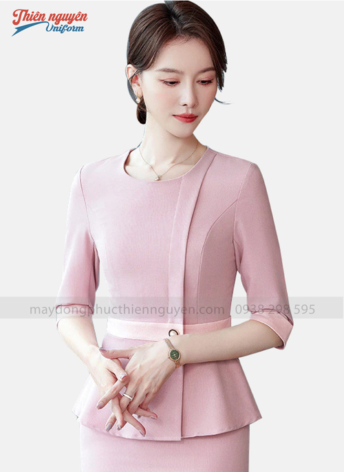 Đồng phục nhân viên lễ tân spa màu hồng - 28