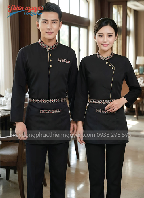 Đồng phục phục vụ nhà hàng Thái Lan màu đen - 008