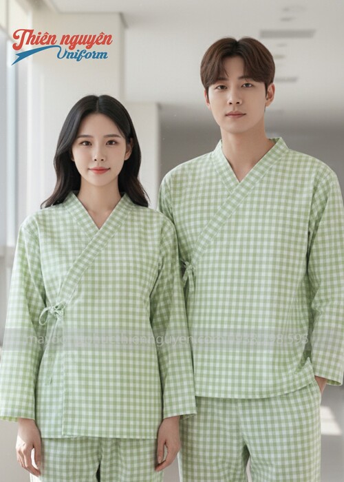 Đồng phục quần áo bệnh nhân nam nữ họa tiết sọc caro - 31