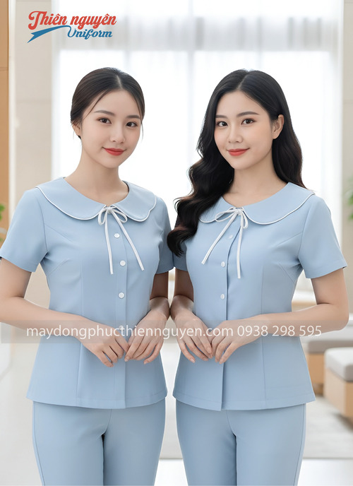Mẫu đồng phục thẩm mỹ viện màu pastel TMV001