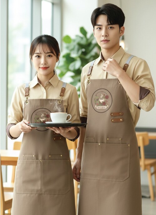 Tạp dề nhân viên phục vụ phối da - 002