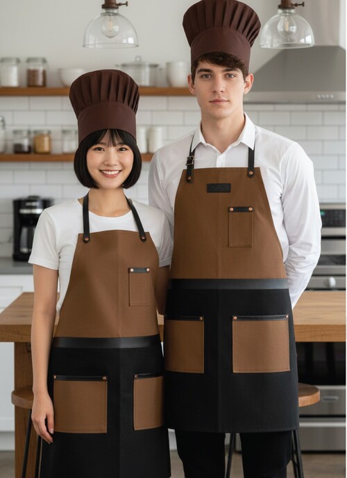 Tạp dề đầu bếp phối da  - 003