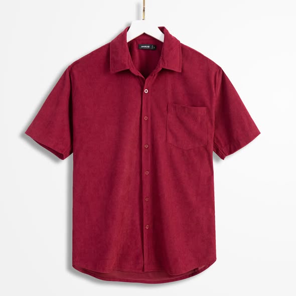 Sơ Mi Nhung Tăm Đỏ Burgundy AMANLAB