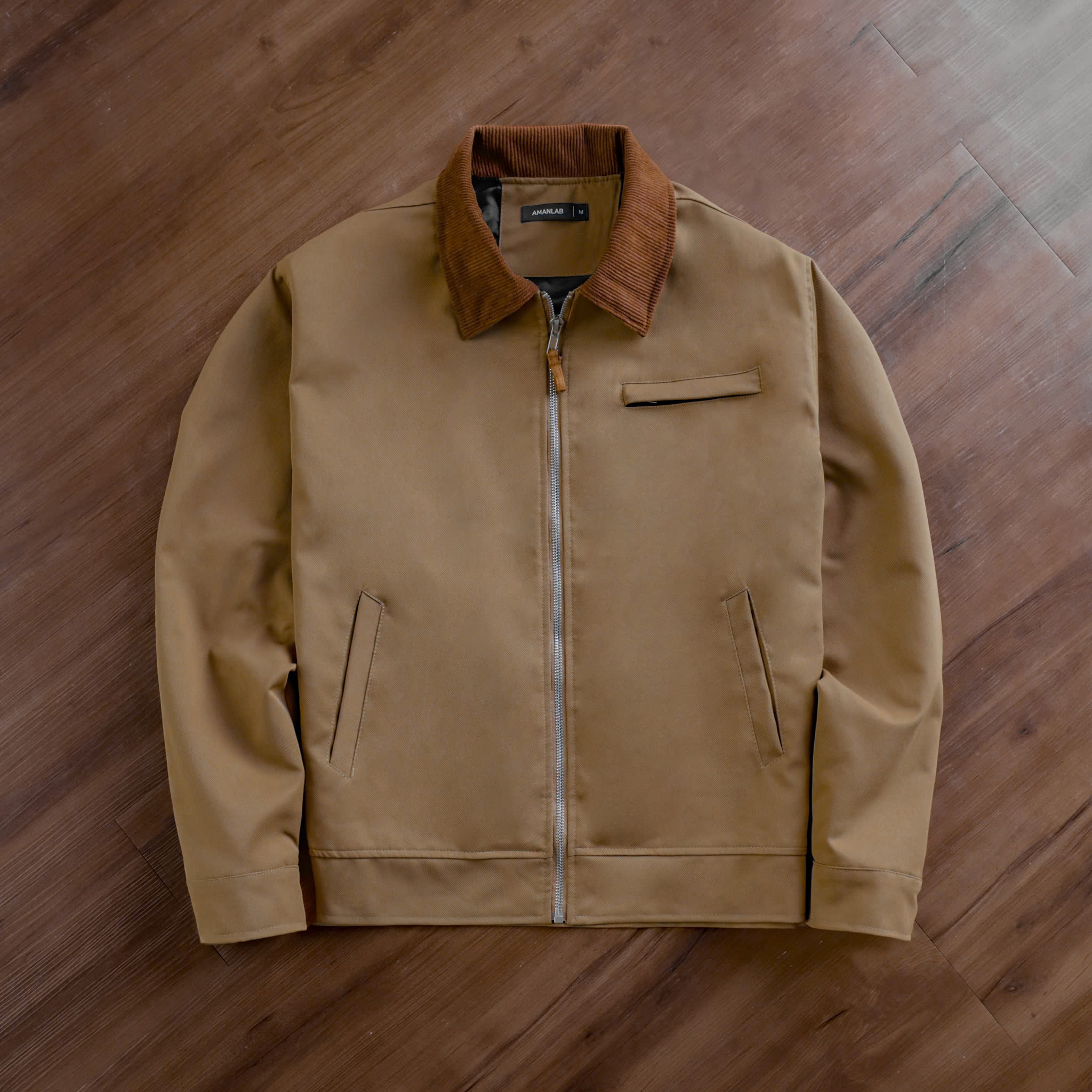 Jacket Kaki Cổ Nhung Amanlab