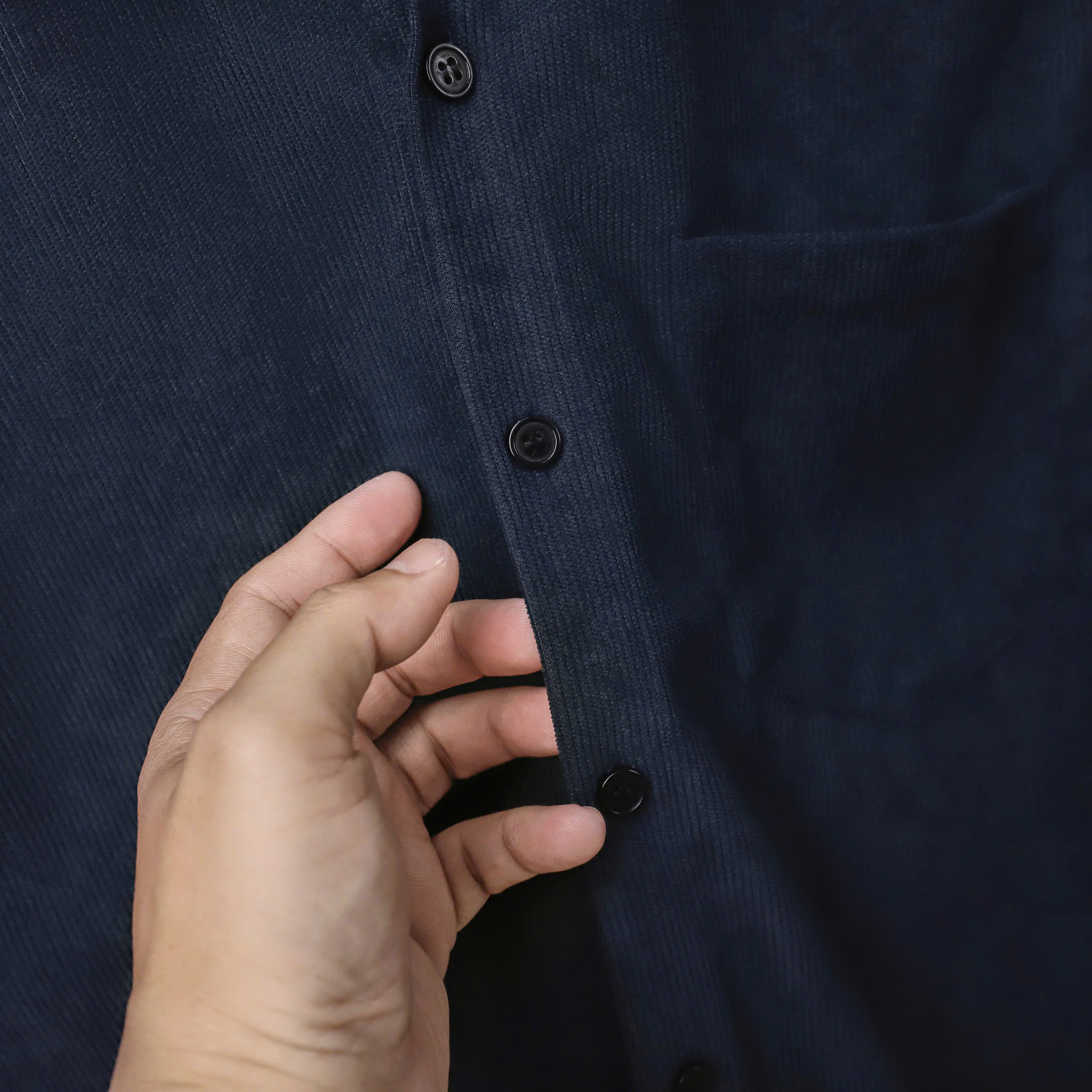 Sơ Mi Nhung Tăm Xanh Đen AMANLAB