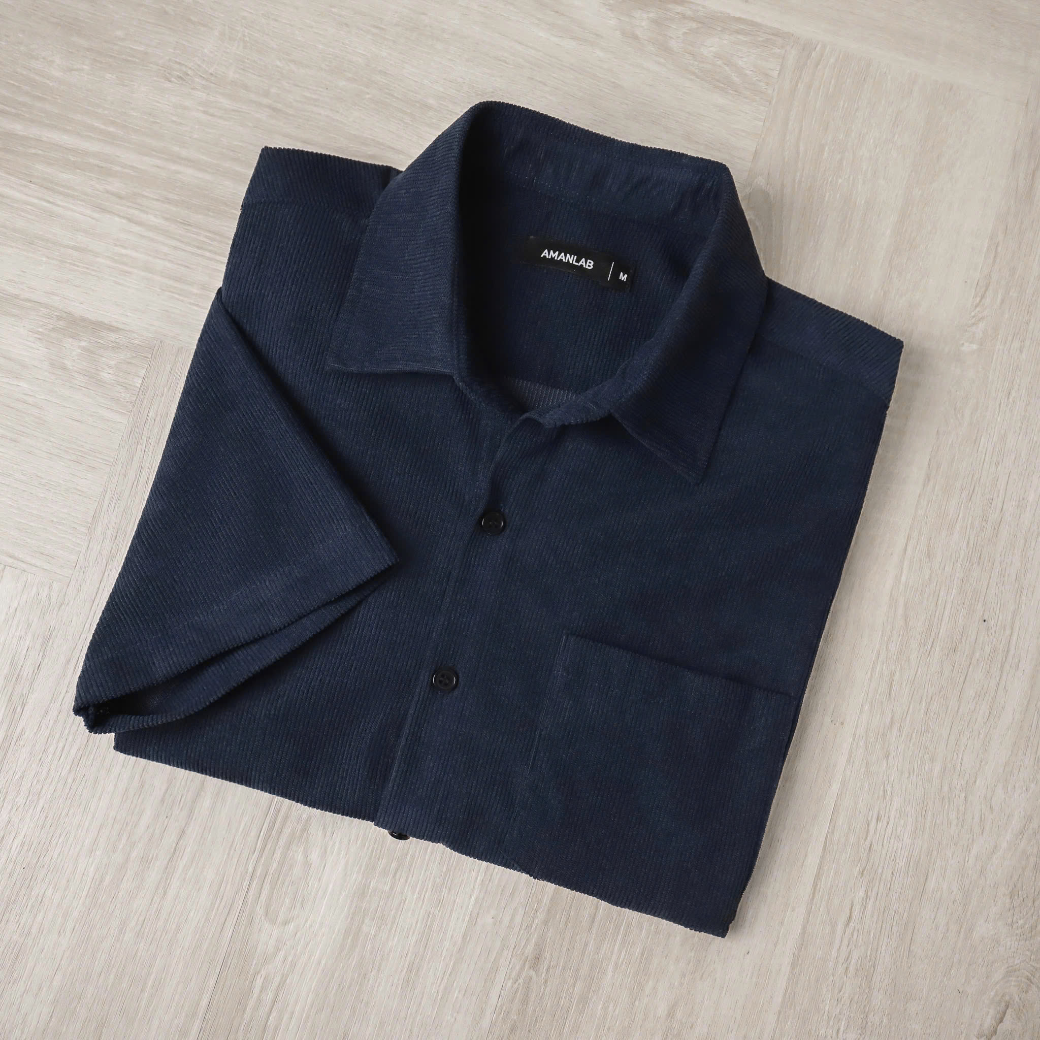 Sơ Mi Nhung Tăm Xanh Đen AMANLAB