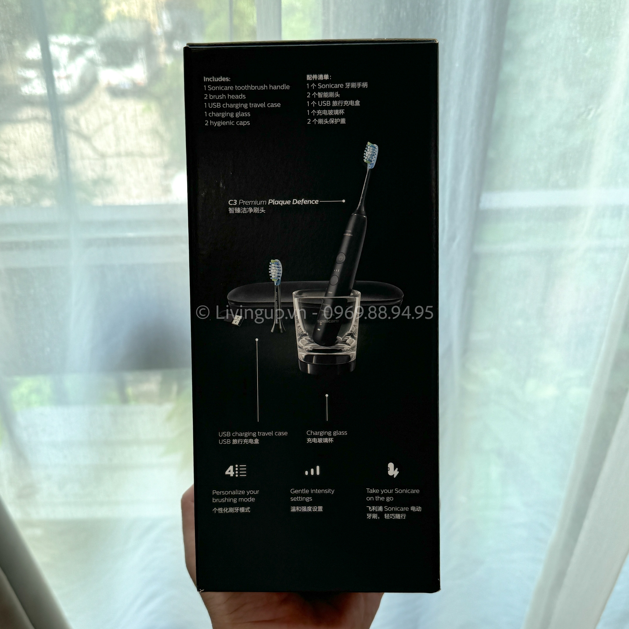 ban chai dien philips sonicare diamondclean smart 9000 mau den mat sau