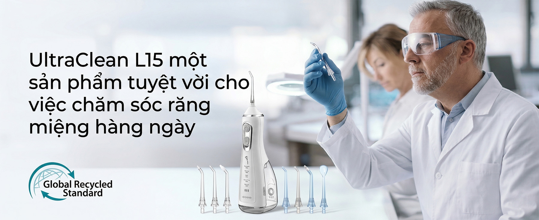 Máy tăm nước cầm tay 9pmcare UltraClean L15: Sạch sâu từng kẽ răng – Pin bền bỉ 50 ngày – Chăm sóc răng miệng chuẩn nha khoa ngay tại nhà.
