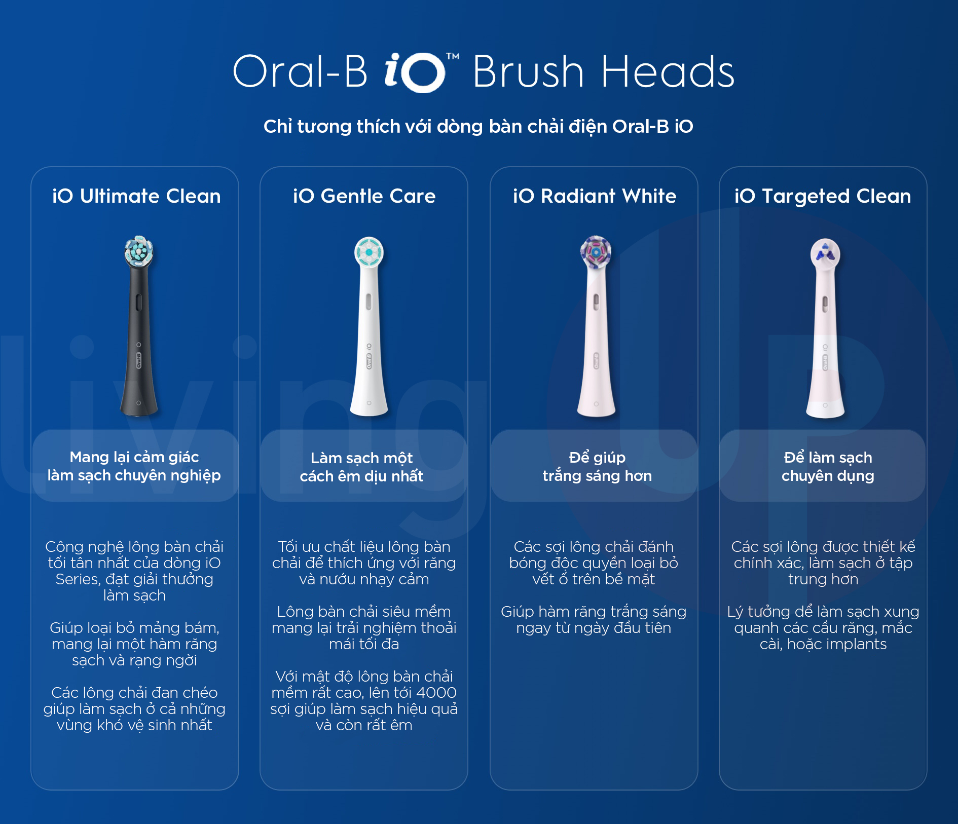 Đầu bàn chải điện thay thế cho Oral-B iO Series 3, 4, 5, 6, 7, 9, 10