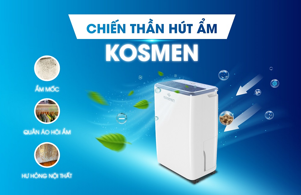 Máy hút ẩm Kosmen KM-12N loại bỏ hoàn toàn ẩm mốc trong nhà