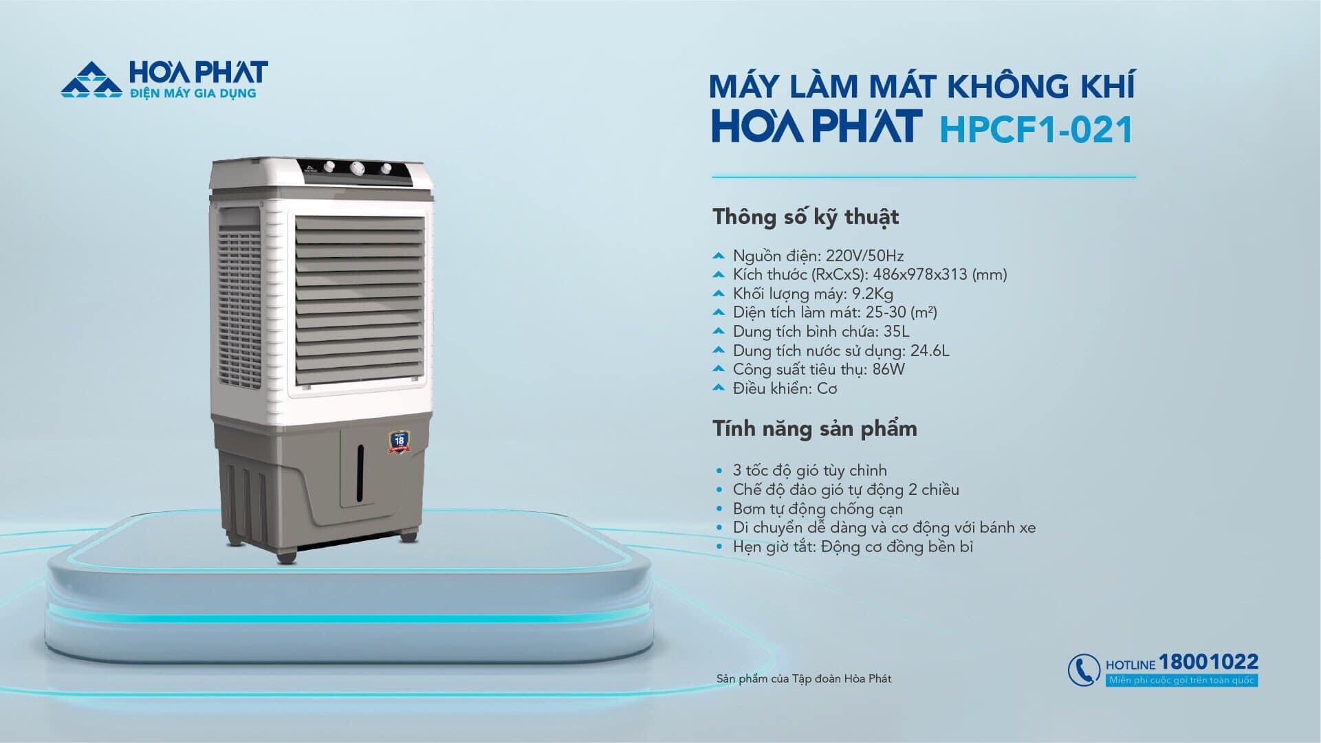 [HÀNG CHÍNH HÃNG] Máy làm mát không khí Hòa Phát HPCF1-021