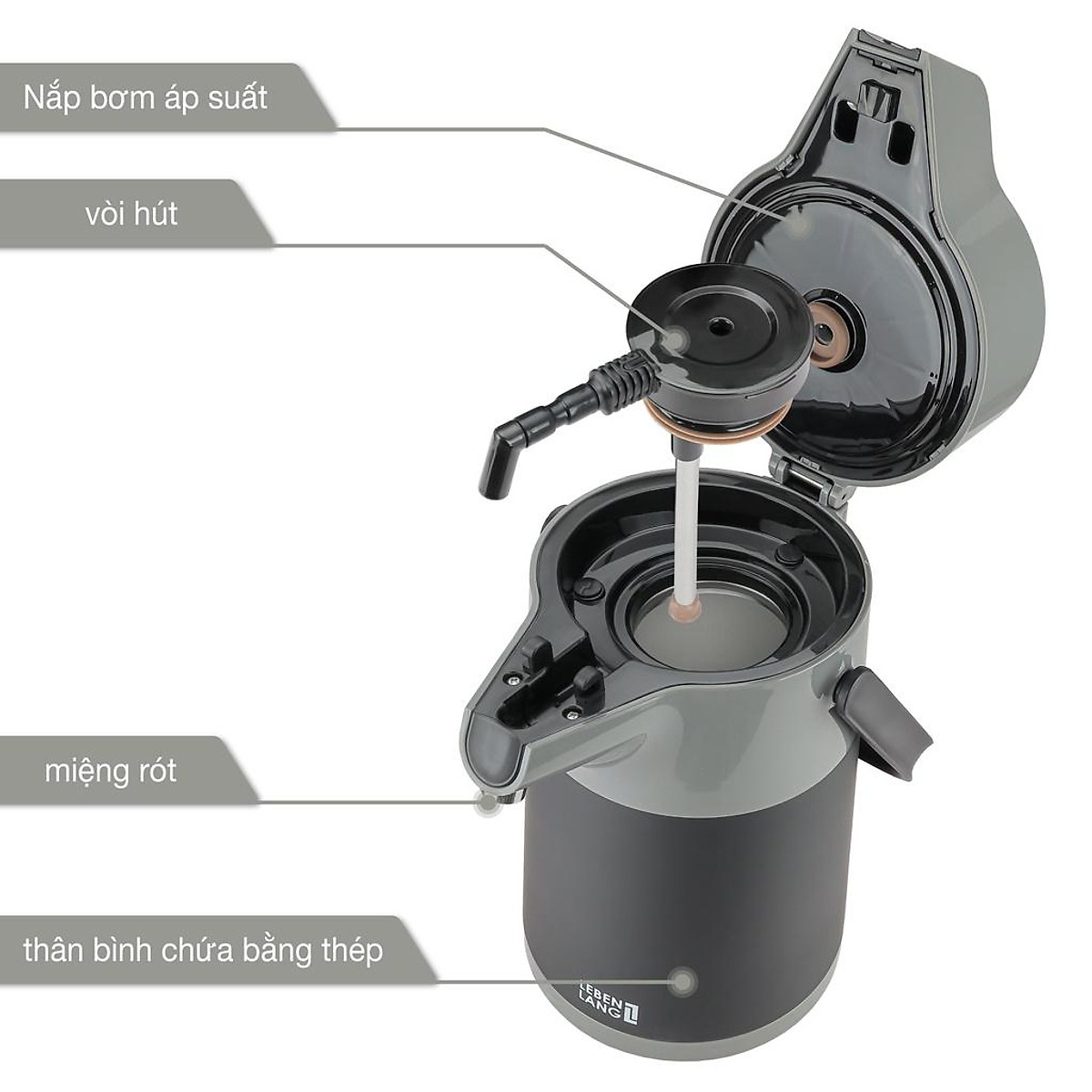 [HÀNG CHÍNH HÃNG] Bình inox giữ nhiệt nóng lạnh LEBENLANG LBP569 dung tích 2.2L