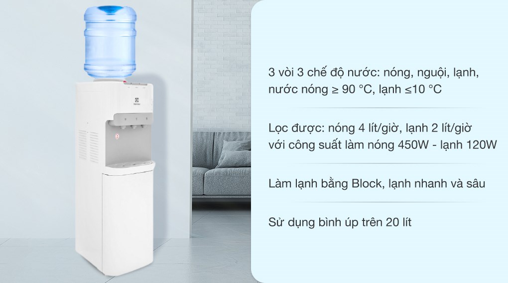 [HÀNG CHÍNH HÃNG] Cây nước nóng lạnh Electrolux EQACF01TXWV