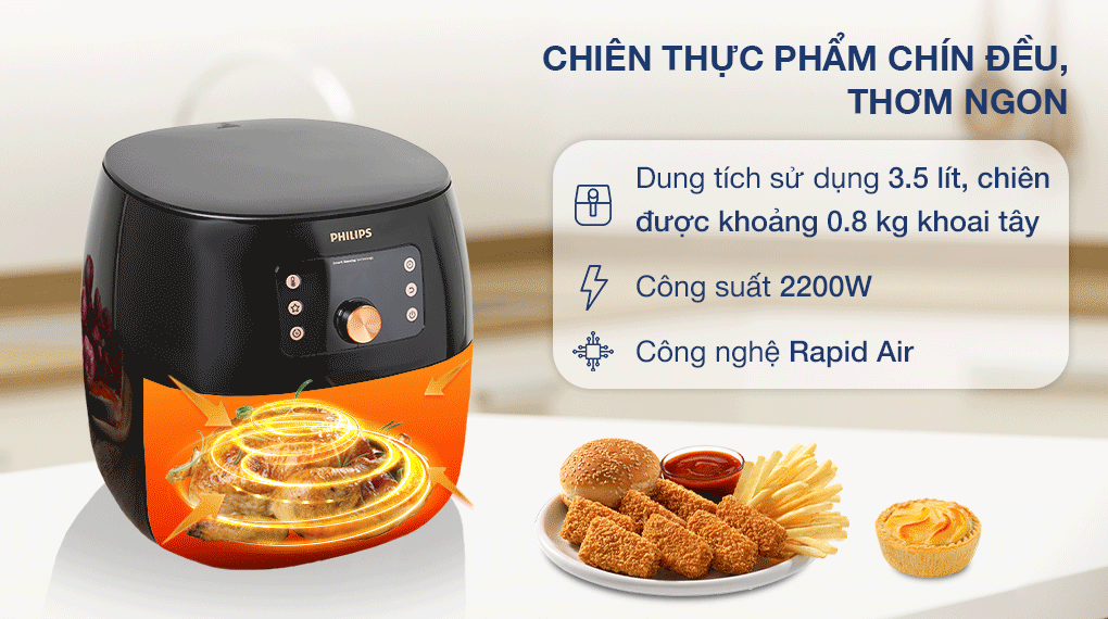 [CHÍNH HÃNG] Nồi chiên không dầu Philips HD9860