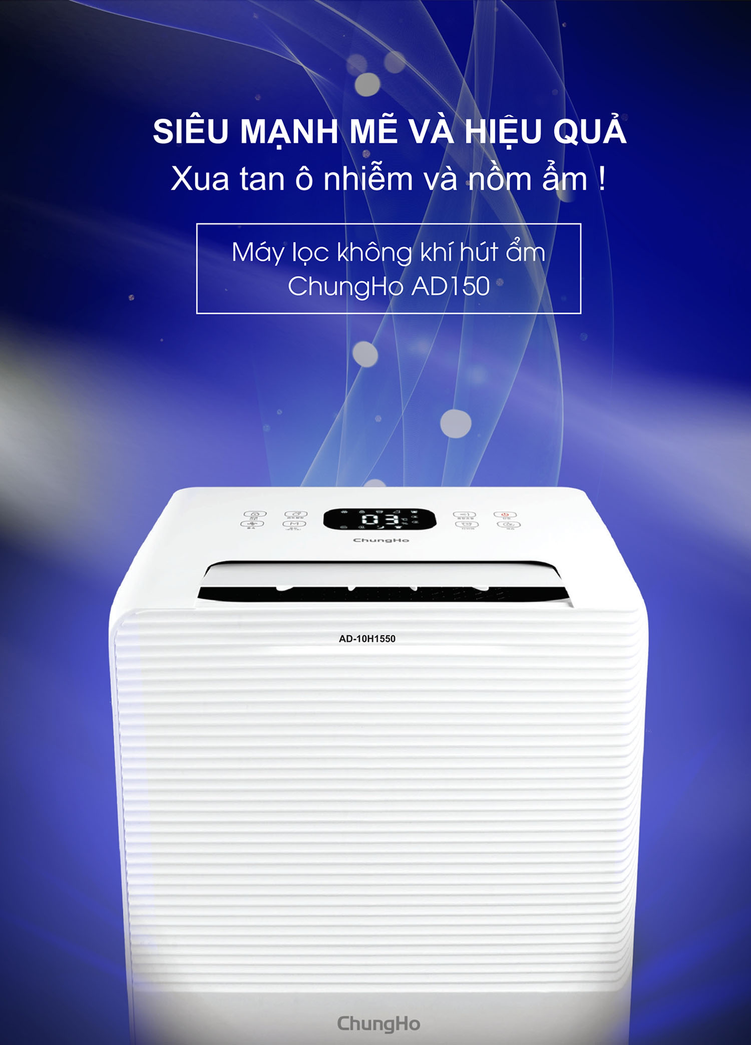 [GIẢM 40%] [HÀNG CHÍNH HÃNG] Máy lọc không khí - hút ẩm ChungHo AD150