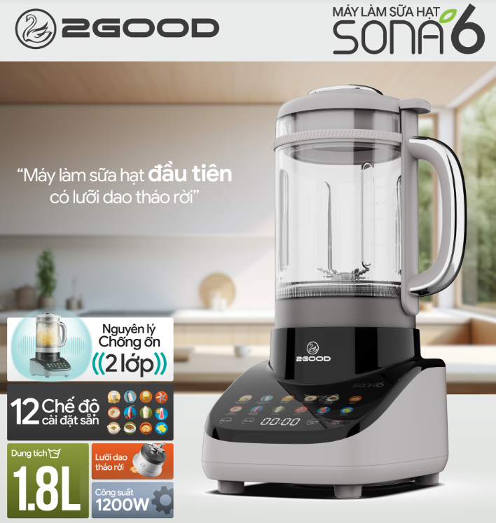 [GIẢM 40%] [HÀNG CHÍNH HÃNG] Máy Làm Sữa Hạt 2GOOD SONA 6 (1,8 Lít) / Nồi áp suất M2