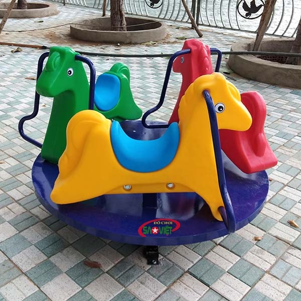 [HÀNG CHÍNH HÃNG] Đu quay 3 con ngựa cho bé mầm non S06N01