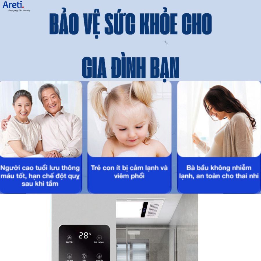 [GIẢM 40%] [HÀNG CHÍNH HÃNG] Quạt sưởi âm trần Areti 4 in 1