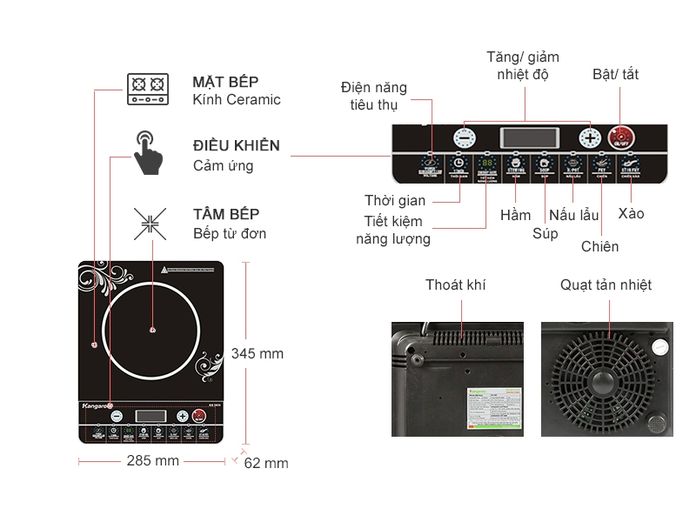 [HÀNG CHÍNH HÃNG] Bếp điện từ Kangaroo KG420I