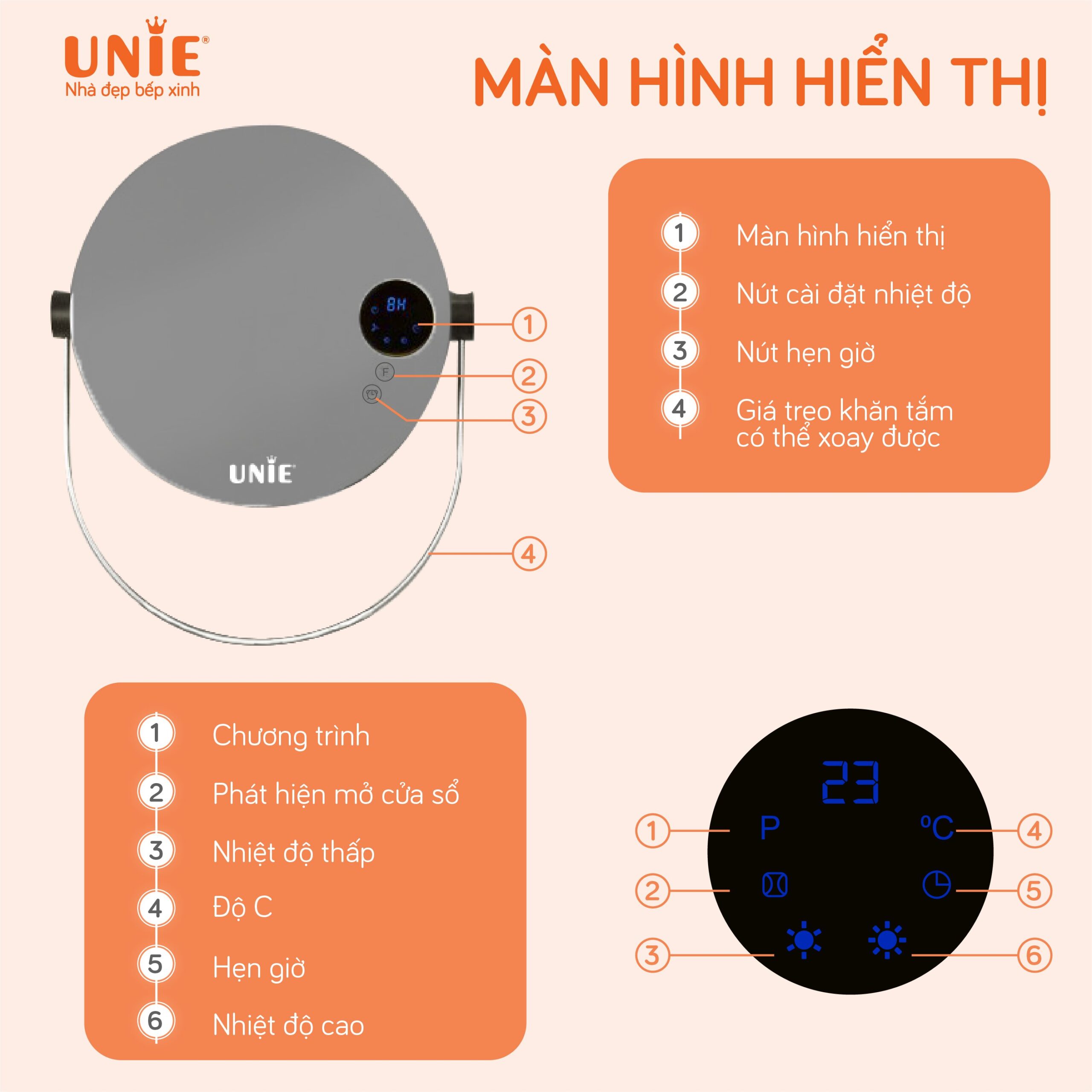 [HÀNG CHÍNH HÃNG] Máy sưởi gốm UNIE UE-125