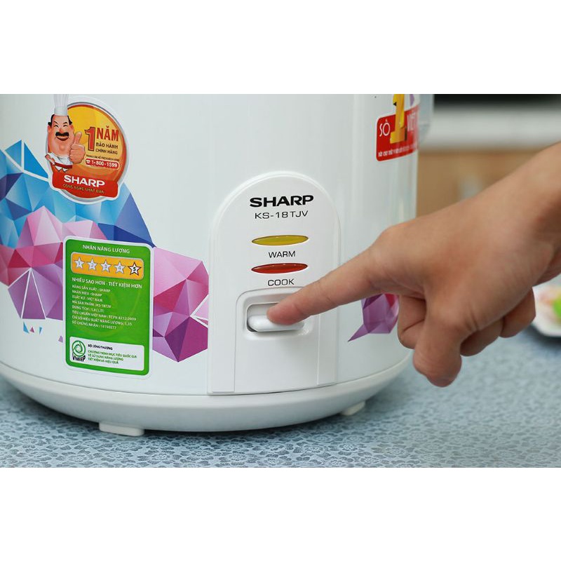 [HÀNG CHÍNH HÃNG] Nồi cơm điện nắp gài Sharp KS-18TJV "GR"