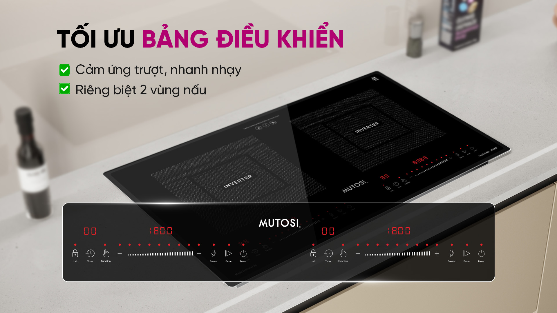 [GIẢM 40%] Bếp từ đôi Malaysia Mutosi MI-268KB