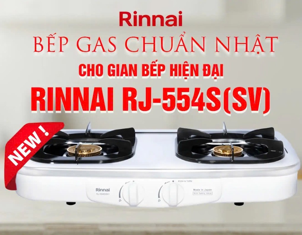 [HÀNG CHÍNH HÃNG] Bếp ga RINNAI RJ-554S(SV) Nhập khẩu nguyên chiếc Nhật Bản (thay thế mã cũ: RTS-2KD)
