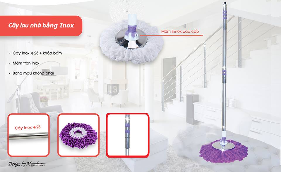 Cây lau nhà Megahome Inox