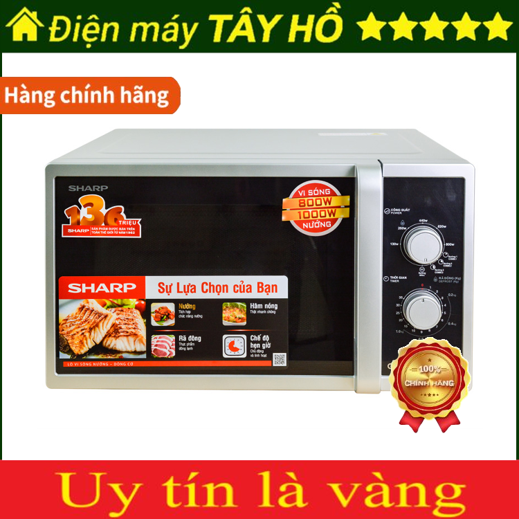 [HÀNG CHÍNH HÃNG] Lò vi sóng cơ có nướng 23L Sharp R-G322VN-S