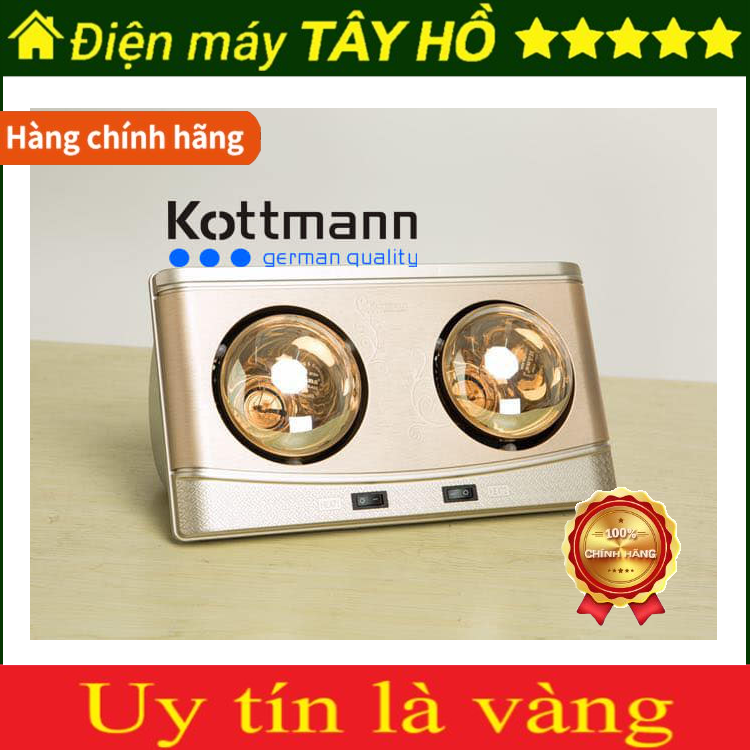 [GIẢM 30%] [CHÍNH HÃNG] Đèn Sưởi Nhà Tắm Kottmann K2B-Q (2 Bóng Vàng) / K1A