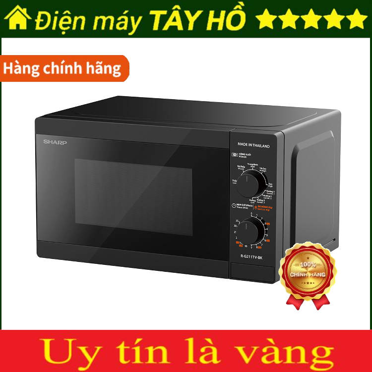 [HÀNG CHÍNH HÃNG] Lò vi sóng có nướng Sharp R-G211TV-BK 21L