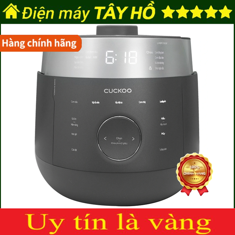 [HÀNG CHÍNH HÃNG] Nồi Cơm Điện Cao Tần Áp Suất Cuckoo CRP-LHBR1000F 1.8L Màu Xám
